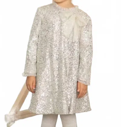 Abel & Lula Kid's Sequin Mini Dress In Silver/ Gold In Gray