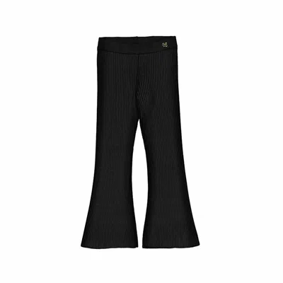 Abel & Lula Kid's Tricot Ribbed Leggings In Black