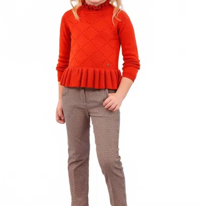 Abel & Lula Kids' Lurex Long Pants In Camel In Brown