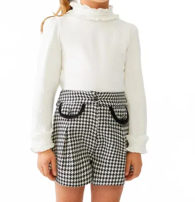 Abel & Lula Kids' Metallic Houndstooth Shorts In Monochromatic In White