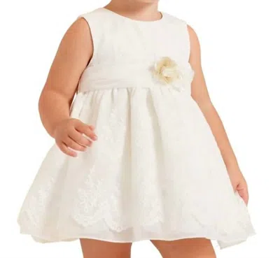 Abel & Lula Kids' Organza-embroidered Occasion Dress In White In Blue