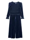 Abel & Lula Pleated Smocked-effect Jumpsuit In Blue