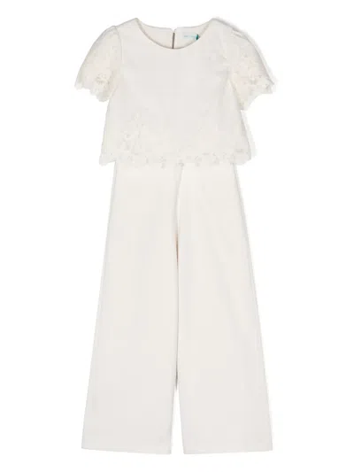 Abel & Lula Kids' Polka-dot Embroidered Trousers Set In Neutrals