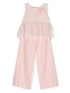 Abel & Lula Polka-dot Embroidered Trousers Set In Pink