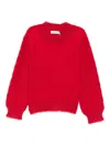 Abel & Lula Puff-sleeve Sweater In Red