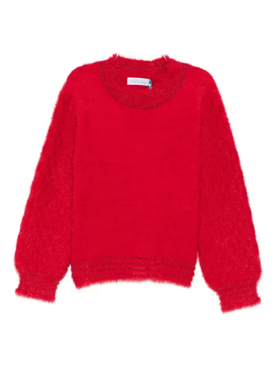 Abel & Lula Puff-sleeve Sweater In Red