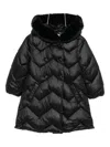 Abel & Lula Quilted Faux-fur Hooded Jacket In Black