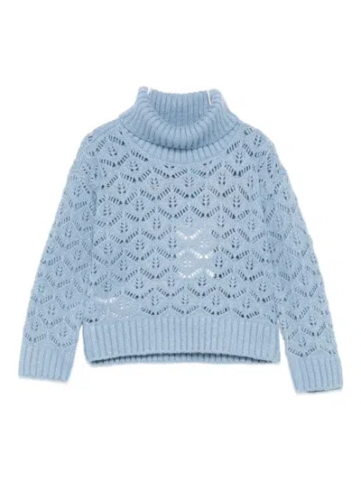 Abel & Lula Roll-neck Logo-detail Sweater In Blue