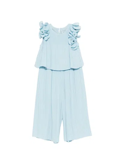 Abel & Lula Ruffled Pleated Trouser Set In Blue