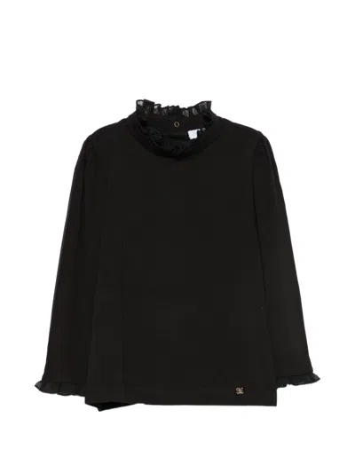Abel & Lula Kids' Ruffle-trim Top In Black