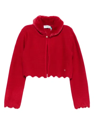 Abel & Lula Cardigan Mit Muschelsaum In Red