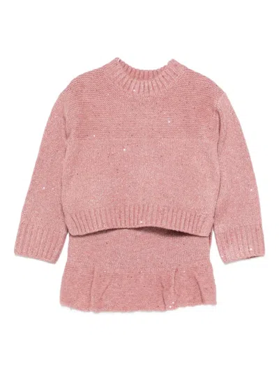 Abel & Lula Kids' Sequin-embellished Ruffled Skirt In Pink