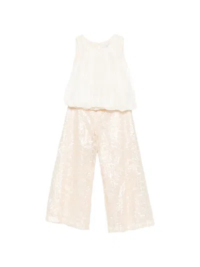 Abel & Lula Kids' Sequin-embellished Trousers Set In Neutral