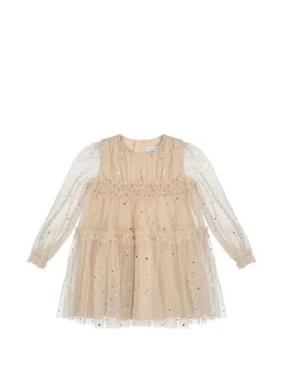 Abel & Lula Kids' Star-print Ruffled Dress In Neutrals