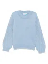Abel & Lula Textured-knit Balloon-sleeve Sweater In Blue