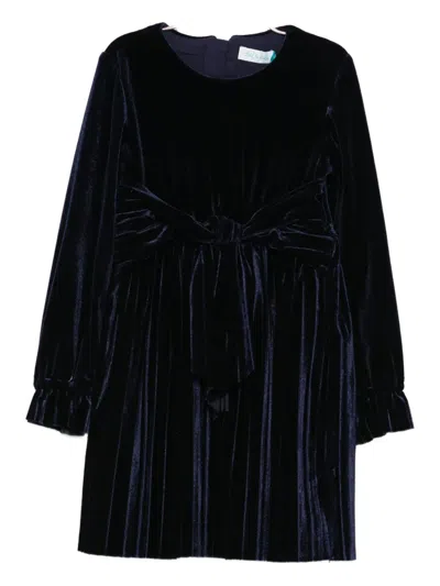Abel & Lula Kids' Velvet Bow-detail Dress In Black