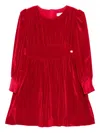 Abel & Lula Velvet Puff-sleeve Dress In Red