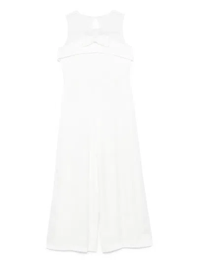 Abel & Lula Kids' Bow-detail Jumpsuit In White