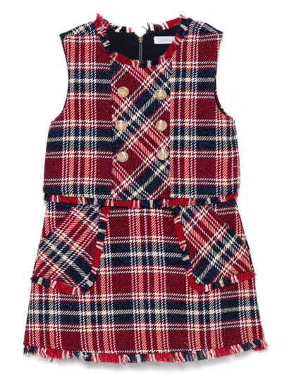 Abel & Lula Kids' Check-pattern Dress In Blue