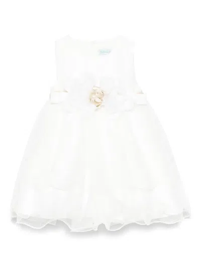 Abel & Lula Babies' Embroidered Tulle Dress In White