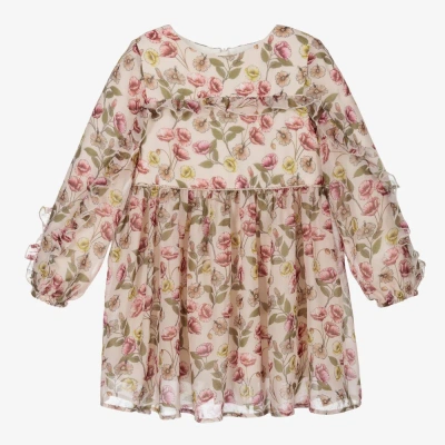 Abel & Lula Kids' Girls Beige Floral Dress