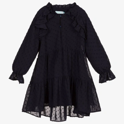 Abel & Lula Kids' Girls Navy Blue Chiffon Dress