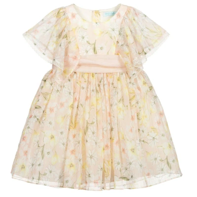 Abel & Lula Kids' Girls Pink Chiffon Floral Dress