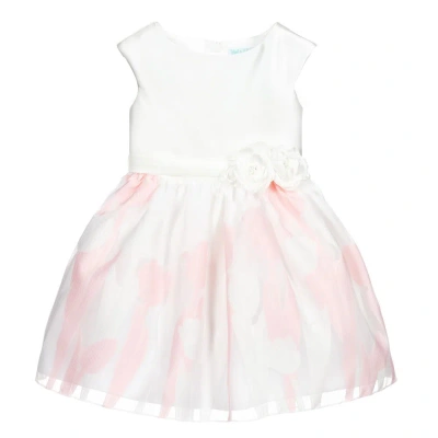 Abel & Lula Kids' Girls White & Pink Satin Dress