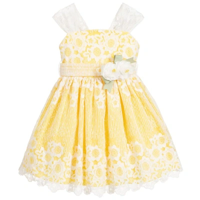 Abel & Lula Kids' Girls Yellow Floral Lace Dress