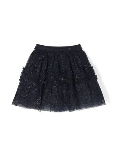 Abel & Lula Kids' Glittery Ruffled-detailing Tulle Skirt In Blue
