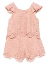 Abel & Lula Macramé Top And Shorts Set In Pink