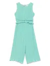 Abel & Lula Plissé Jumpsuit In Green