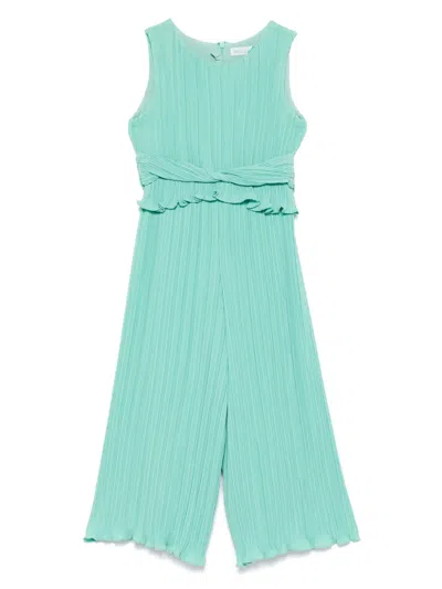 Abel & Lula Kids' Plissé Jumpsuit In Green
