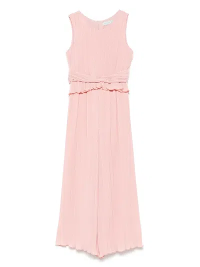 Abel & Lula Kids' Plissé Jumpsuit In Pink