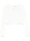 Abel & Lula Pointelle-knit Cardigan In White