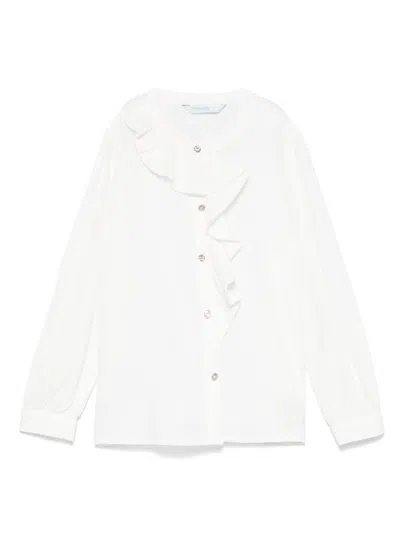 Abel & Lula Kids' Ruffle-trim Shirt In White