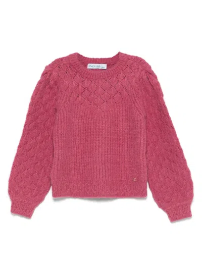 Abel & Lula Kids' Shoulder-pads Sweater In Pink