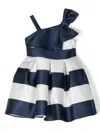 Abel & Lula Stripe-print One-shoulder Dress In Blue