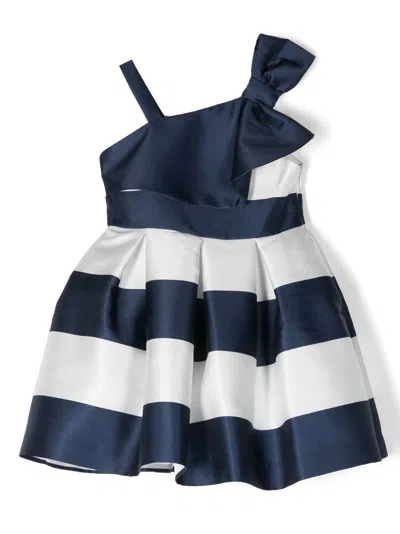 Abel & Lula Kids' Stripe-print One-shoulder Dress In Blue