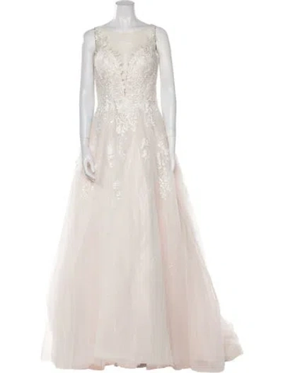 Pre-owned Abella Bateau Neckline Long Dress W/ Tags In White