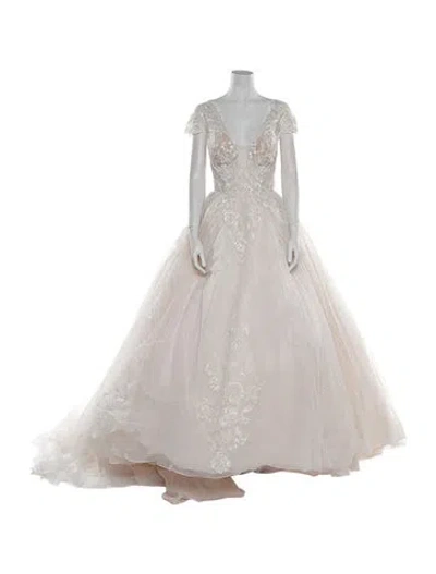 Pre-owned Abella Lace Pattern Long Dress W/ Tags In Neutral