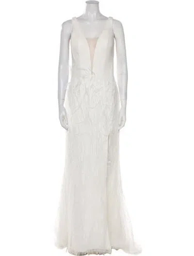 Pre-owned Abella Square Neckline Long Dress W/ Tags In White