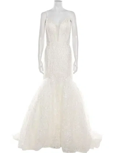 Pre-owned Abella V-neck Long Dress W/ Tags In Neutral