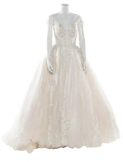 Pre-owned Abella V-neck Long Dress W/ Tags In Neutral