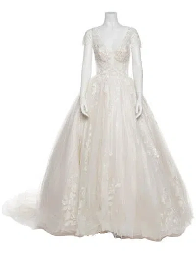 Pre-owned Abella V-neck Long Dress W/ Tags In Neutral