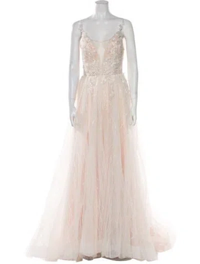 Pre-owned Abella V-neck Long Dress W/ Tags In Neutral