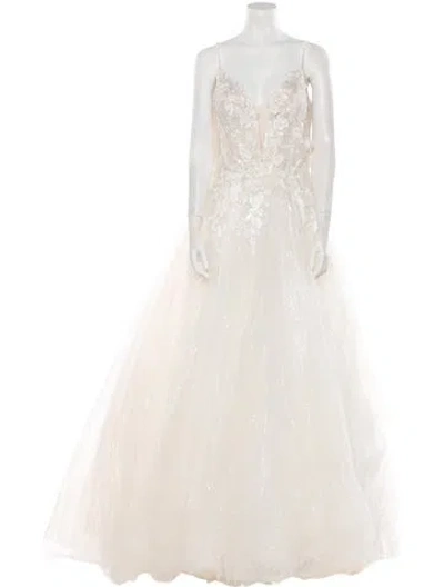 Pre-owned Abella V-neck Long Dress W/ Tags In White