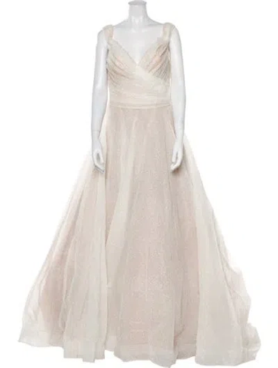 Pre-owned Abella V-neck Long Dress W/ Tags In White