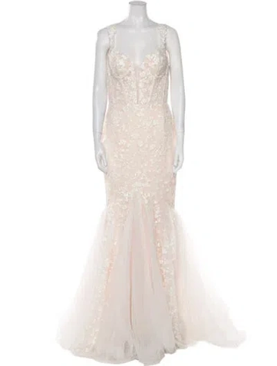 Pre-owned Abella V-neck Long Dress W/ Tags In White