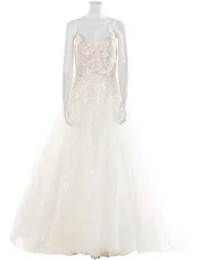 Pre-owned Abella V-neck Long Dress W/ Tags In White